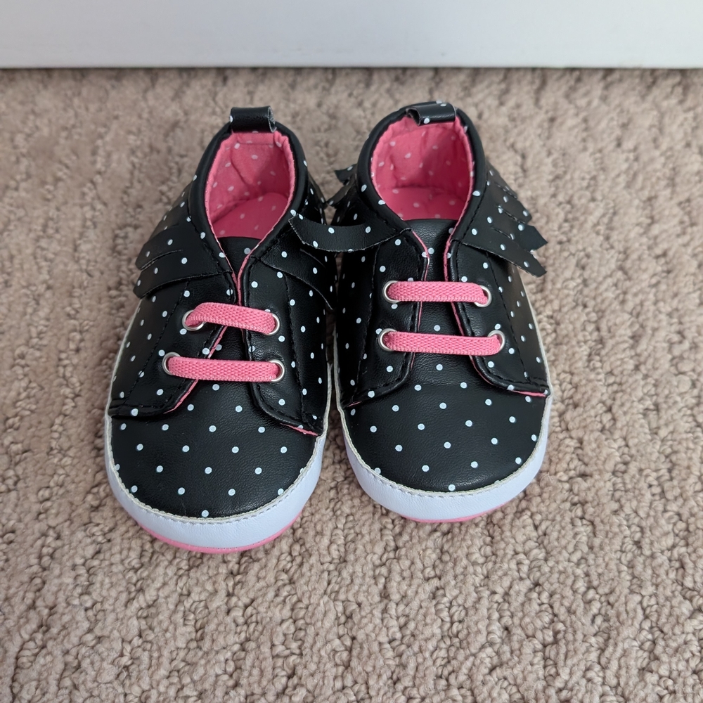 Polka Dot Baby Shoes with Pink Laces